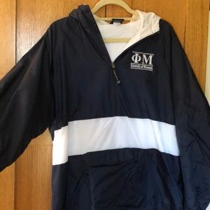 Medium phi Mu rain coat with hood and pocket